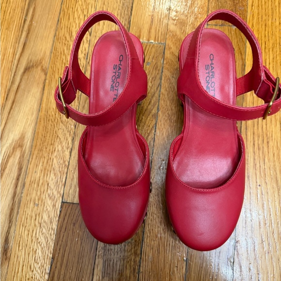 Charlotte Stone Red Leather Sandals - Picture 6 of 7